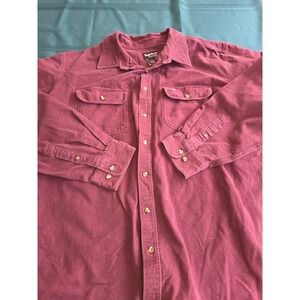 Guide Series Mens XL Tall Burgundy Cotton Flannel Button Up Shirt Long Sleeve